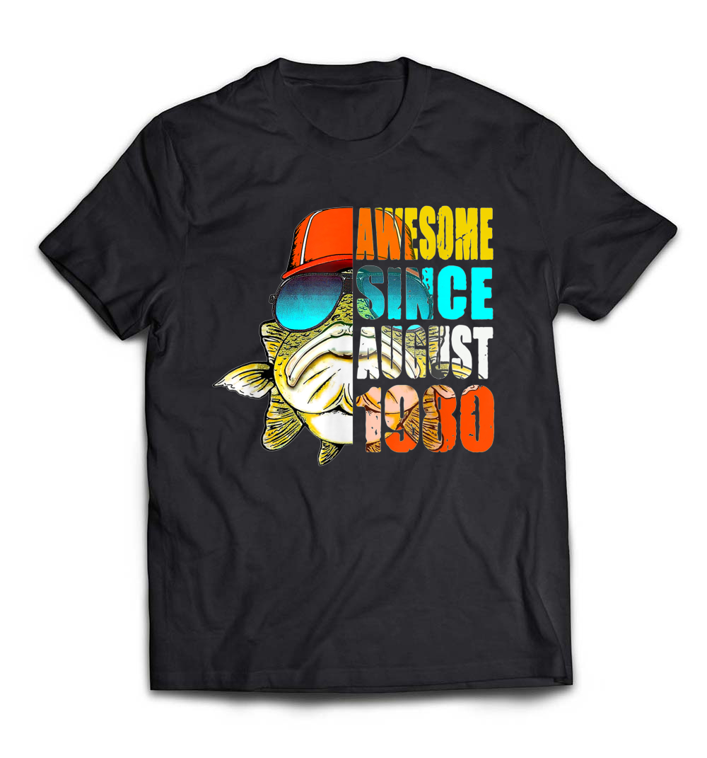 Awesome Since August 1980 T-Shirt: A Perfect Fishing Gift for the 39th Birthday